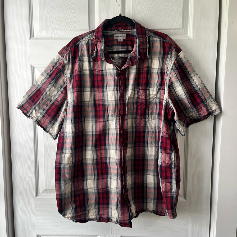 Men's Carhartt Plaid Short Sleeve Button Down 2XL